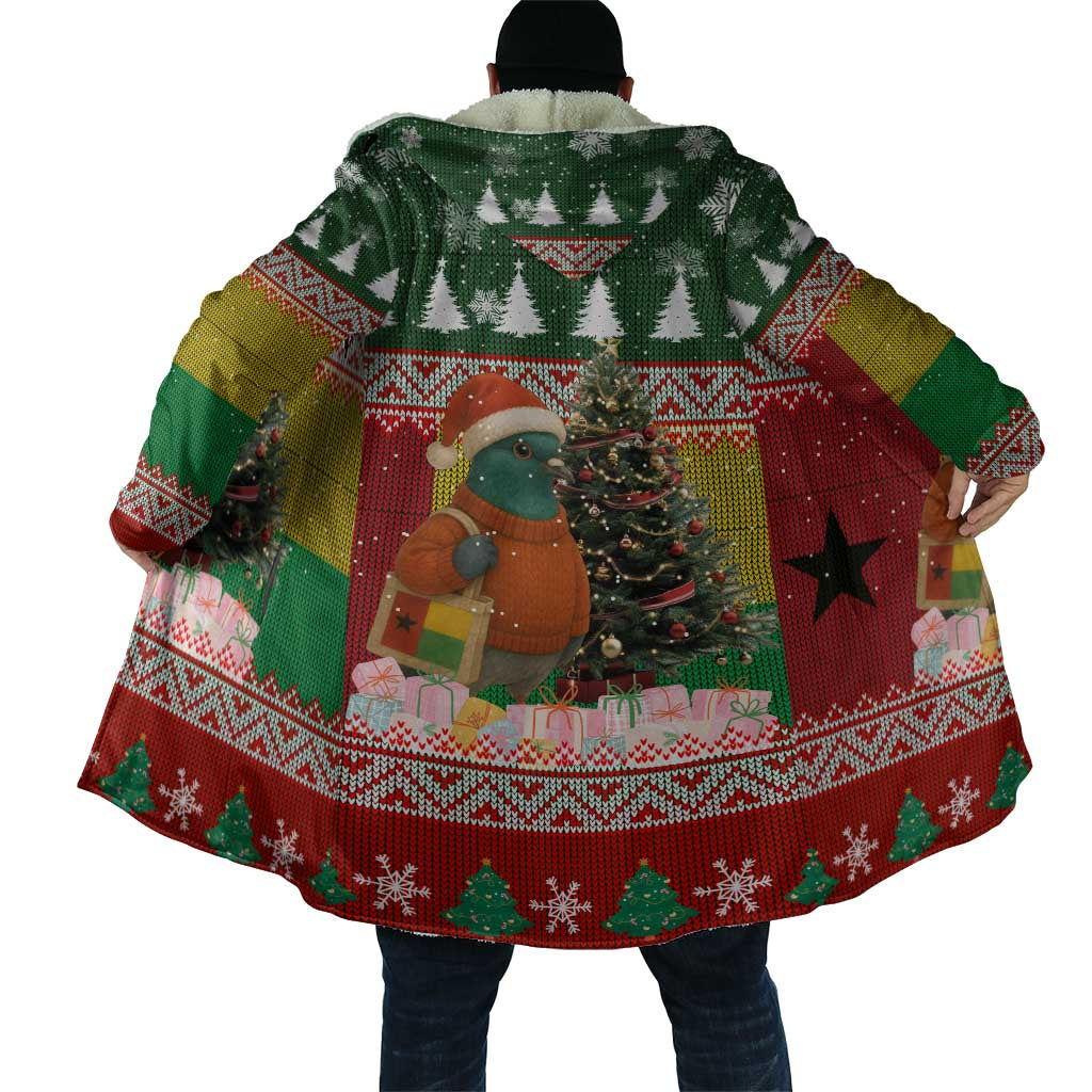Guinea Bissau Christmas Cloak with Santa Penguin Christmas Tree and Red Green Yellow Snowflake - Wonder Print Shop