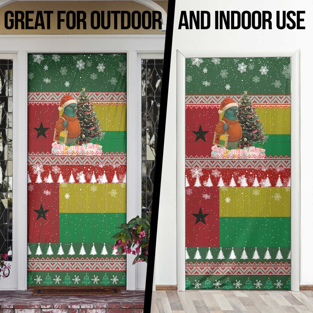 Guinea Bissau Christmas Door Cover with Santa Penguin Christmas Tree and Red Green Yellow Snowflake - Wonder Print Shop