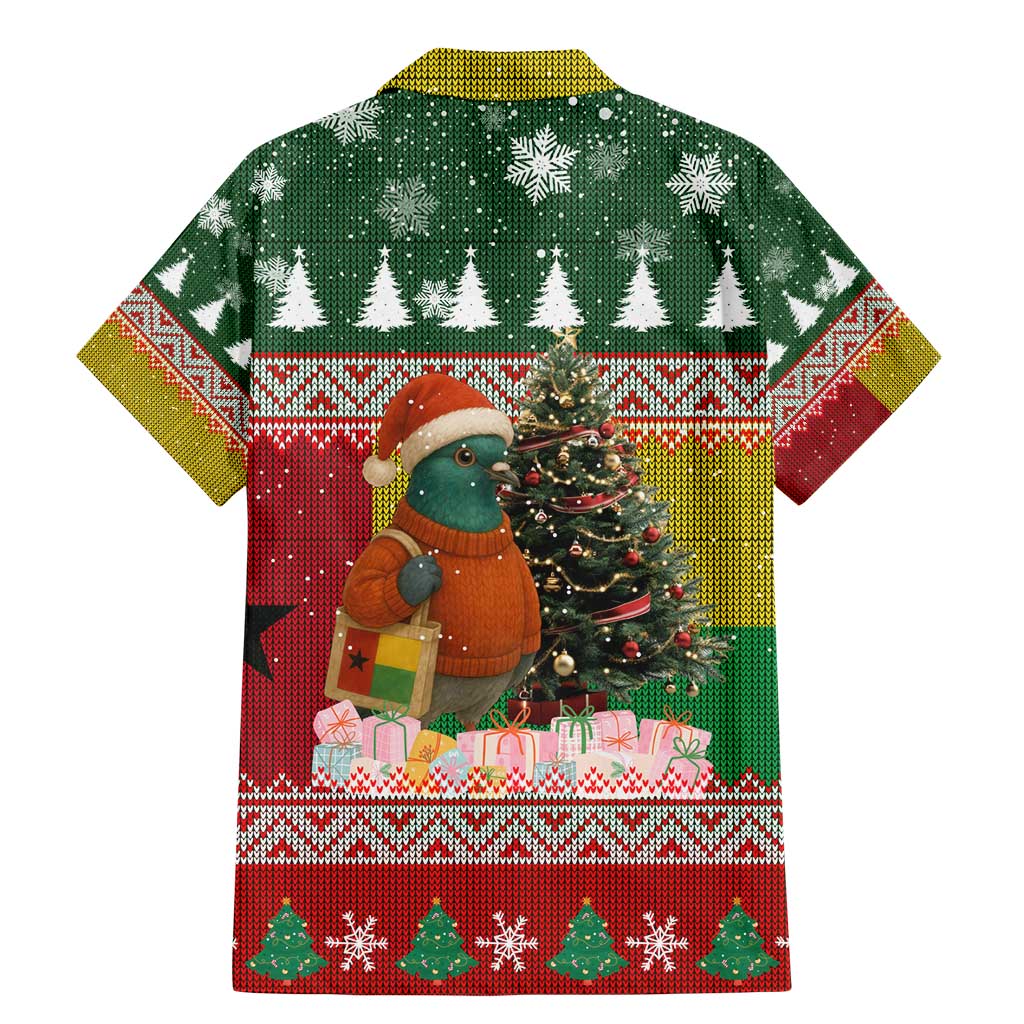 Guinea Bissau Christmas Family Matching Mermaid Dress and Hawaiian Shirt with Santa Penguin Christmas Tree and Red Green Yellow Snowflake - Wonder Print Shop