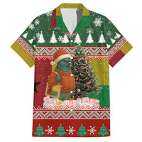 Guinea Bissau Christmas Family Matching Off Shoulder Maxi Dress and Hawaiian Shirt with Santa Penguin Christmas Tree and Red Green Yellow Snowflake - Wonder Print Shop