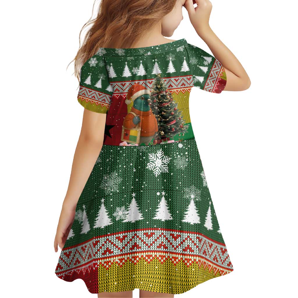 Guinea Bissau Christmas Family Matching Puletasi and Hawaiian Shirt with Santa Penguin Christmas Tree and Red Green Yellow Snowflake - Wonder Print Shop