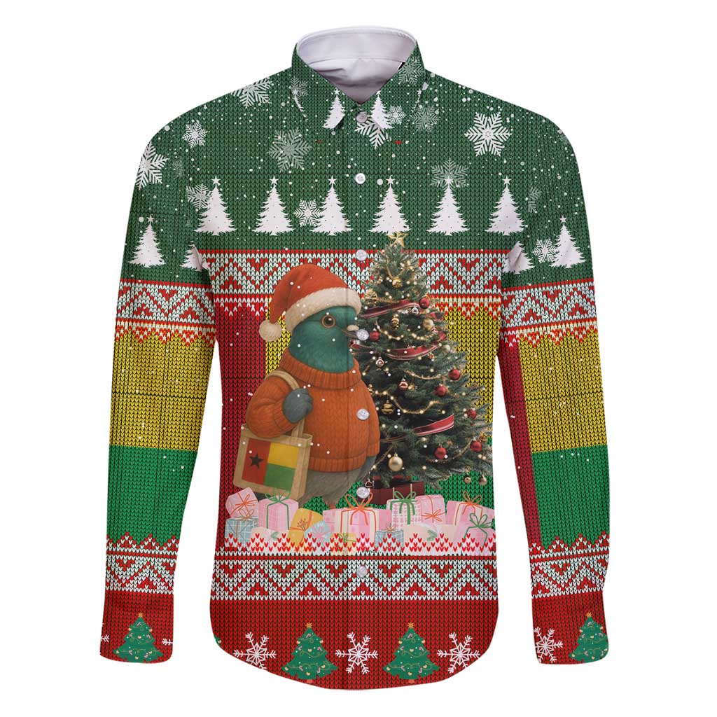 Guinea Bissau Christmas Family Matching Puletasi and Hawaiian Shirt with Santa Penguin Christmas Tree and Red Green Yellow Snowflake - Wonder Print Shop