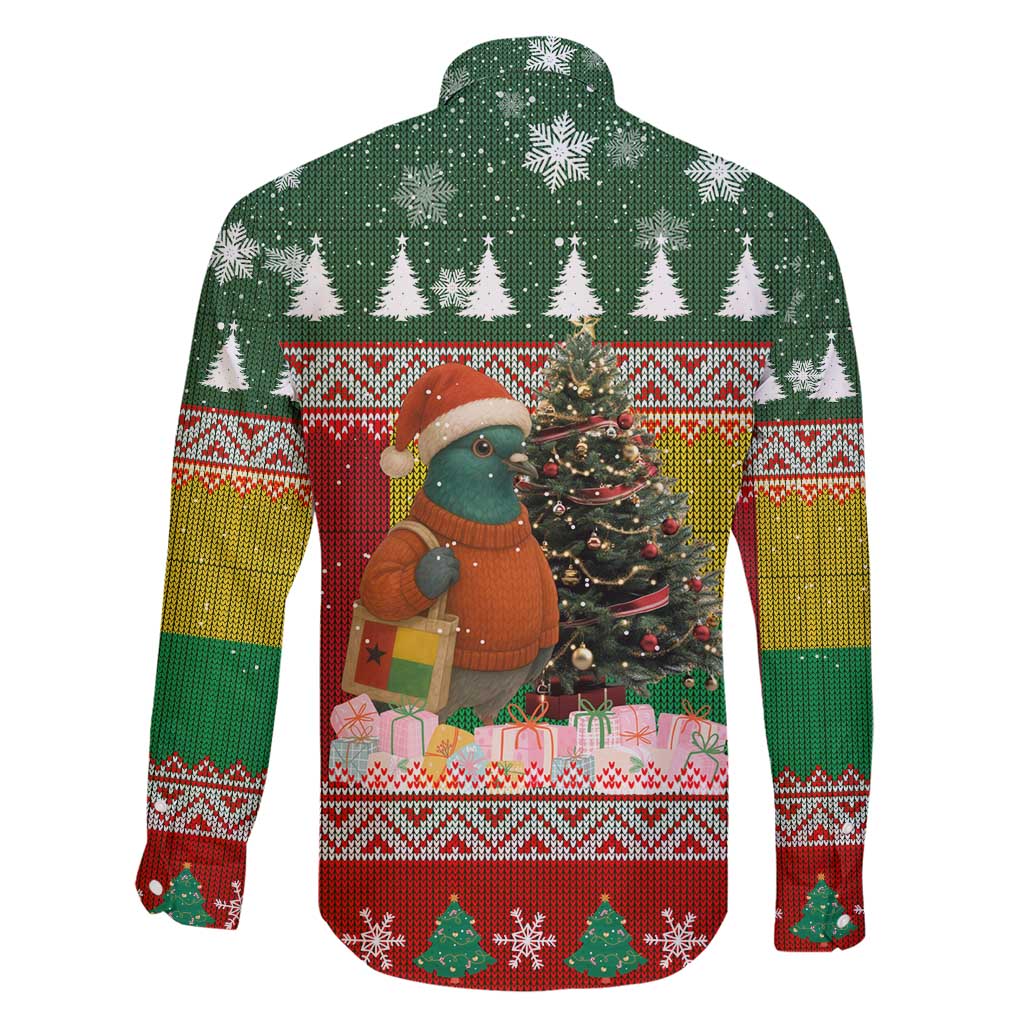 Guinea Bissau Christmas Family Matching Short Sleeve Bodycon Dress and Hawaiian Shirt with Santa Penguin Christmas Tree and Red Green Yellow Snowflake - Wonder Print Shop