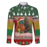 Guinea Bissau Christmas Family Matching Tank Maxi Dress and Hawaiian Shirt with Santa Penguin Christmas Tree and Red Green Yellow Snowflake - Wonder Print Shop