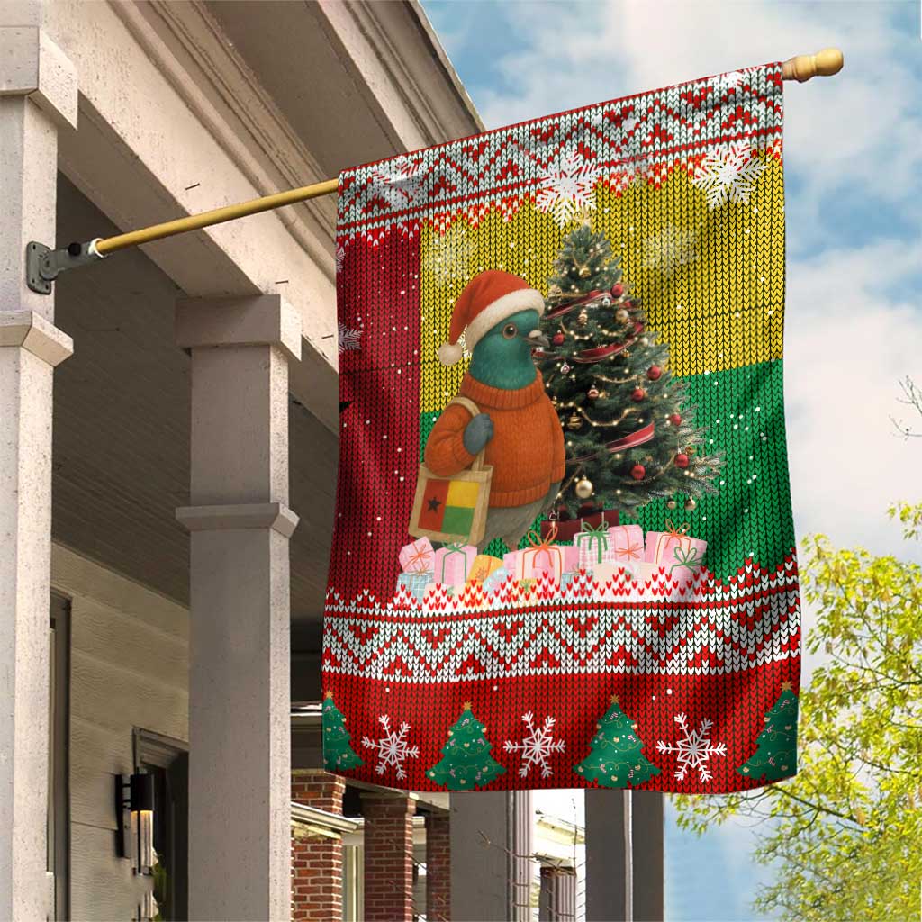 Guinea Bissau Christmas Garden Flag with Santa Penguin Christmas Tree and Red Green Yellow Snowflake - Wonder Print Shop