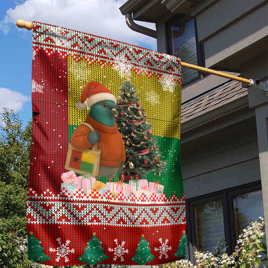 Guinea Bissau Christmas Garden Flag with Santa Penguin Christmas Tree and Red Green Yellow Snowflake - Wonder Print Shop