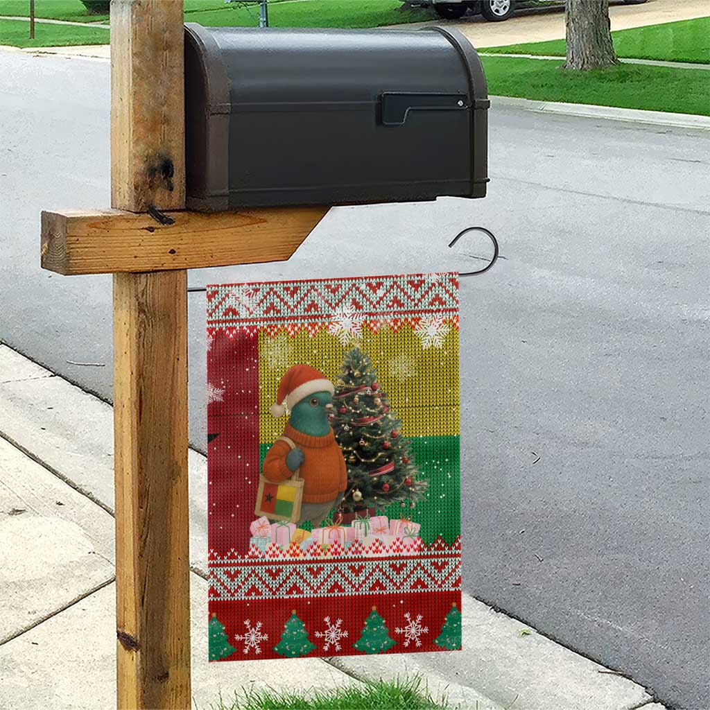 Guinea Bissau Christmas Garden Flag with Santa Penguin Christmas Tree and Red Green Yellow Snowflake - Wonder Print Shop