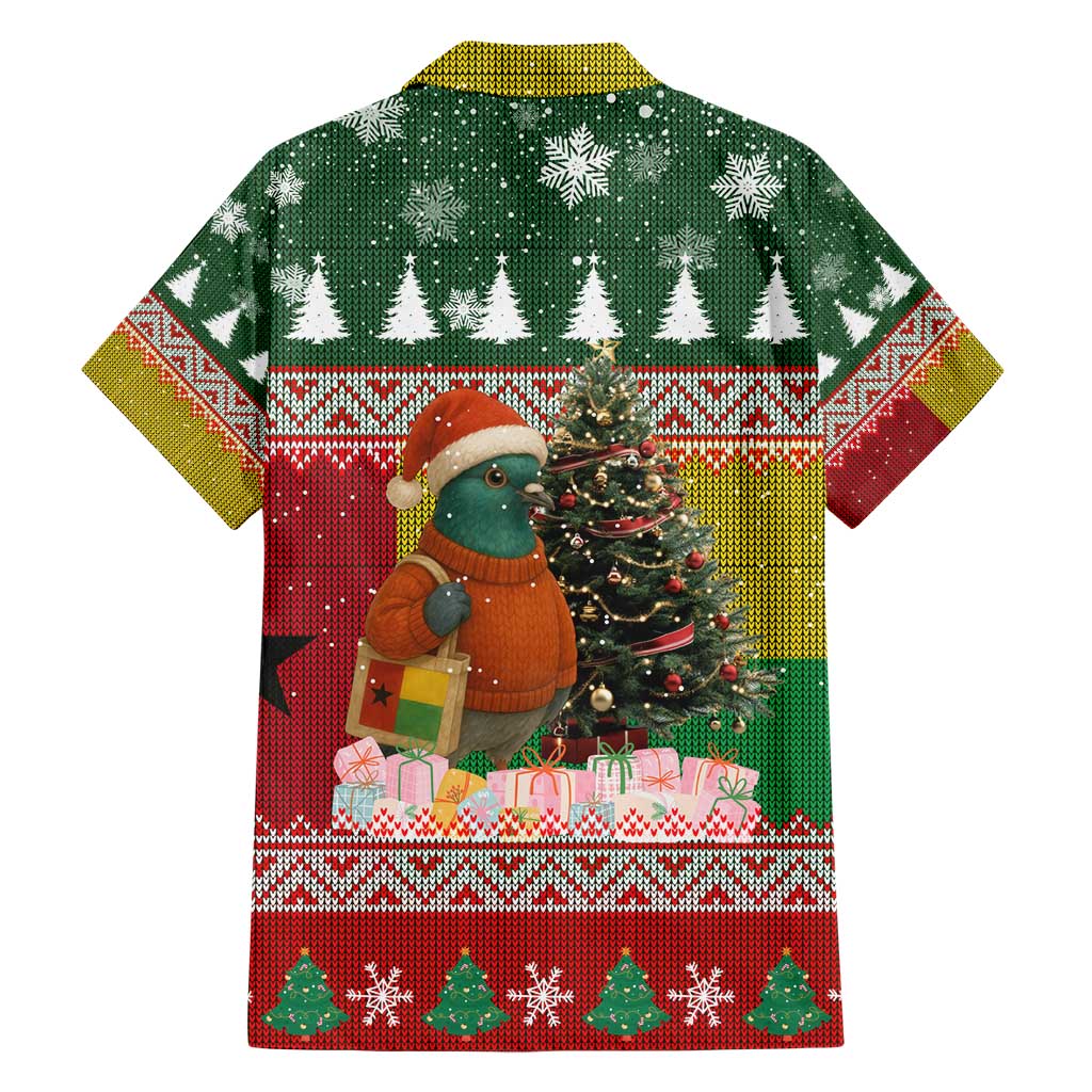 Guinea Bissau Christmas Hawaiian Shirt with Santa Penguin Christmas Tree and Red Green Yellow Snowflake - Wonder Print Shop