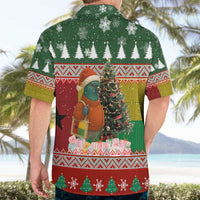 Guinea Bissau Christmas Hawaiian Shirt with Santa Penguin Christmas Tree and Red Green Yellow Snowflake - Wonder Print Shop