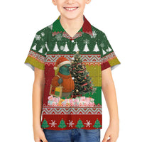 Guinea Bissau Christmas Hawaiian Shirt with Santa Penguin Christmas Tree and Red Green Yellow Snowflake - Wonder Print Shop
