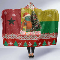 Guinea Bissau Christmas Hooded Blanket with Santa Penguin Christmas Tree and Red Green Yellow Snowflake - Wonder Print Shop