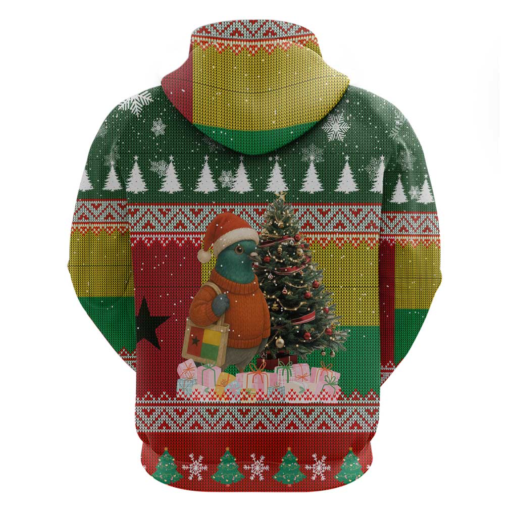 Guinea Bissau Christmas Hoodie with Santa Penguin Christmas Tree and Red Green Yellow Snowflake - Wonder Print Shop