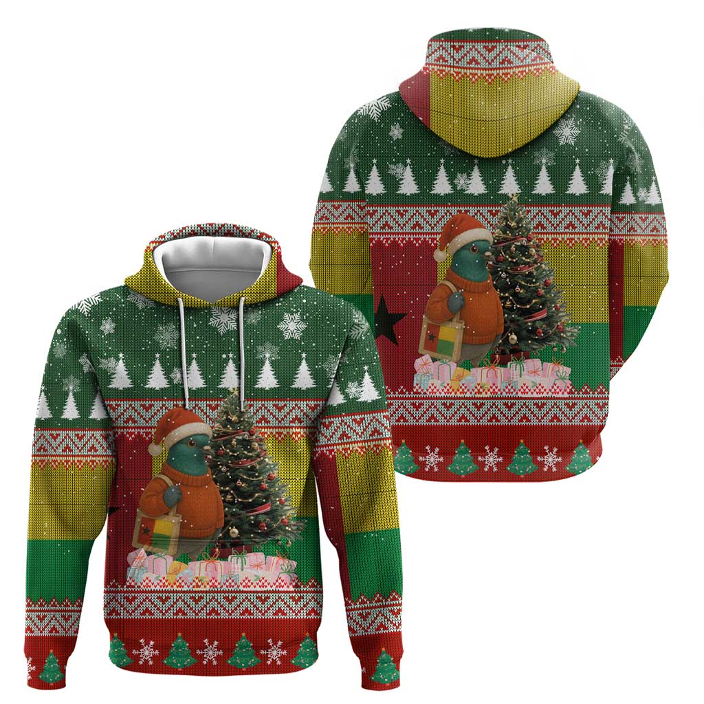 Guinea Bissau Christmas Hoodie with Santa Penguin Christmas Tree and Red Green Yellow Snowflake - Wonder Print Shop
