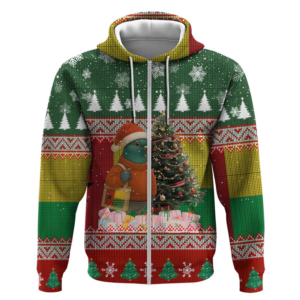 Guinea Bissau Christmas Hoodie with Santa Penguin Christmas Tree and Red Green Yellow Snowflake - Wonder Print Shop