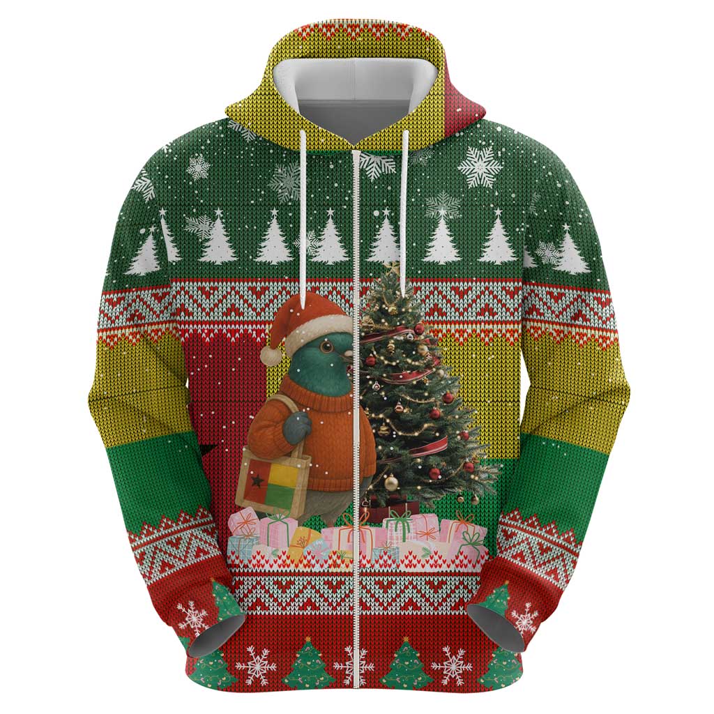 Guinea Bissau Christmas Hoodie with Santa Penguin Christmas Tree and Red Green Yellow Snowflake - Wonder Print Shop