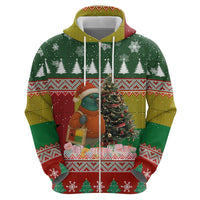 Guinea Bissau Christmas Hoodie with Santa Penguin Christmas Tree and Red Green Yellow Snowflake - Wonder Print Shop