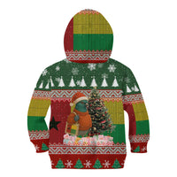 Guinea Bissau Christmas Kid Hoodie with Santa Penguin Christmas Tree and Red Green Yellow Snowflake - Wonder Print Shop
