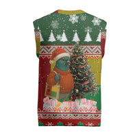Guinea Bissau Christmas Knitted V-Neck Vest with Santa Penguin Christmas Tree and Red Green Yellow Snowflake - Wonder Print Shop