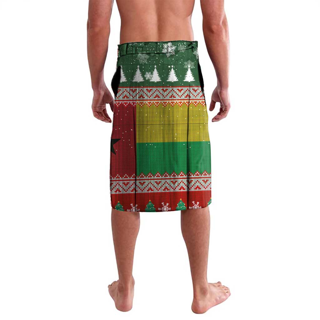 Guinea Bissau Christmas Lavalava with Santa Penguin Christmas Tree and Red Green Yellow Snowflake - Wonder Print Shop