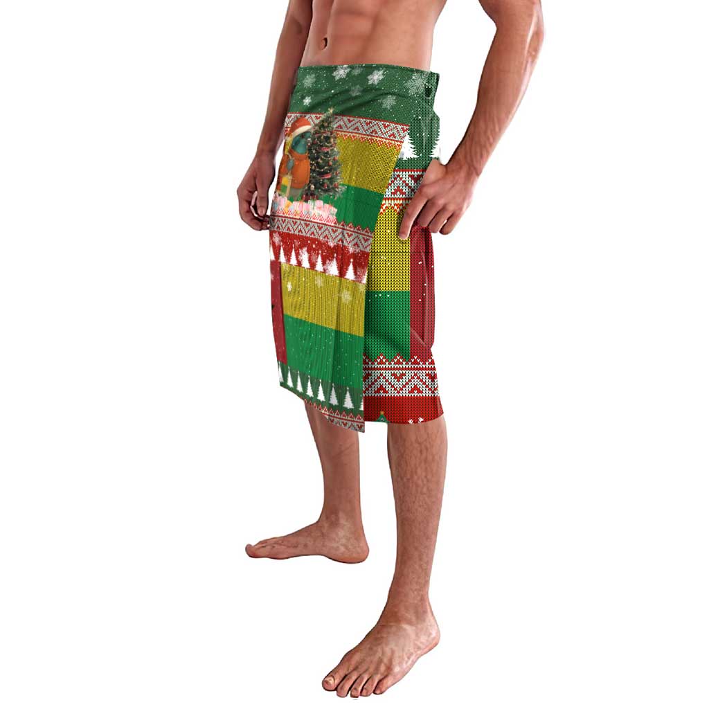 Guinea Bissau Christmas Lavalava with Santa Penguin Christmas Tree and Red Green Yellow Snowflake - Wonder Print Shop