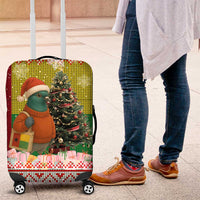 Guinea Bissau Christmas Luggage Cover with Santa Penguin Christmas Tree and Red Green Yellow Snowflake - Wonder Print Shop
