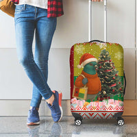 Guinea Bissau Christmas Luggage Cover with Santa Penguin Christmas Tree and Red Green Yellow Snowflake - Wonder Print Shop