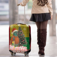 Guinea Bissau Christmas Luggage Cover with Santa Penguin Christmas Tree and Red Green Yellow Snowflake - Wonder Print Shop