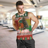 Guinea Bissau Christmas Men Tank Top with Santa Penguin Christmas Tree and Red Green Yellow Snowflake - Wonder Print Shop