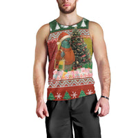 Guinea Bissau Christmas Men Tank Top with Santa Penguin Christmas Tree and Red Green Yellow Snowflake - Wonder Print Shop