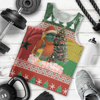 Guinea Bissau Christmas Men Tank Top with Santa Penguin Christmas Tree and Red Green Yellow Snowflake - Wonder Print Shop