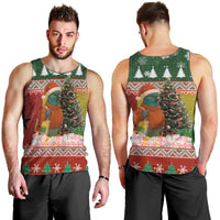 Guinea Bissau Christmas Men Tank Top with Santa Penguin Christmas Tree and Red Green Yellow Snowflake - Wonder Print Shop