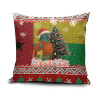 Guinea Bissau Christmas Pillow Cover with Santa Penguin Christmas Tree and Red Green Yellow Snowflake - Wonder Print Shop