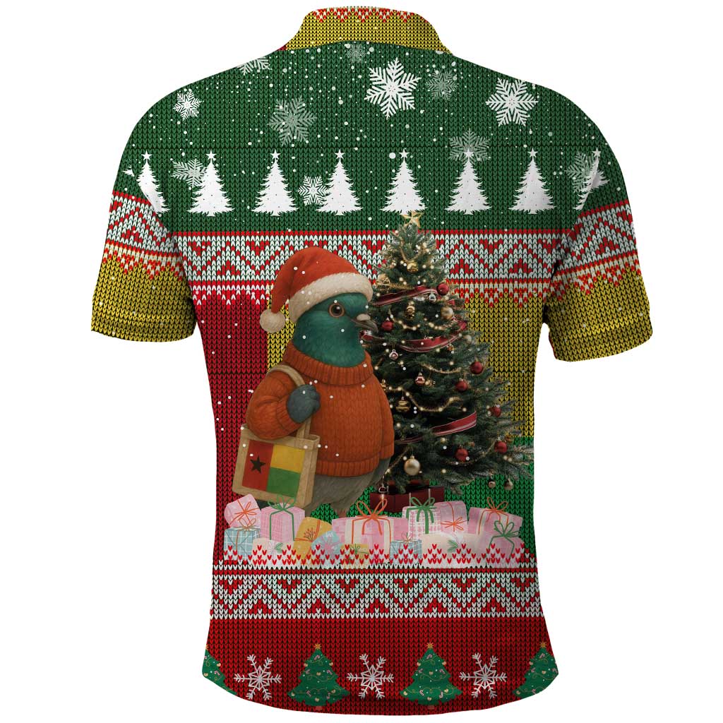 Guinea Bissau Christmas Polo Shirt with Santa Penguin Christmas Tree and Red Green Yellow Snowflake - Wonder Print Shop
