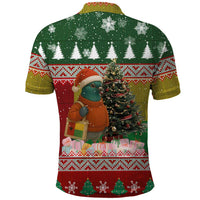 Guinea Bissau Christmas Polo Shirt with Santa Penguin Christmas Tree and Red Green Yellow Snowflake - Wonder Print Shop