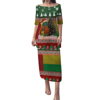 Guinea Bissau Christmas Puletasi with Santa Penguin Christmas Tree and Red Green Yellow Snowflake - Wonder Print Shop