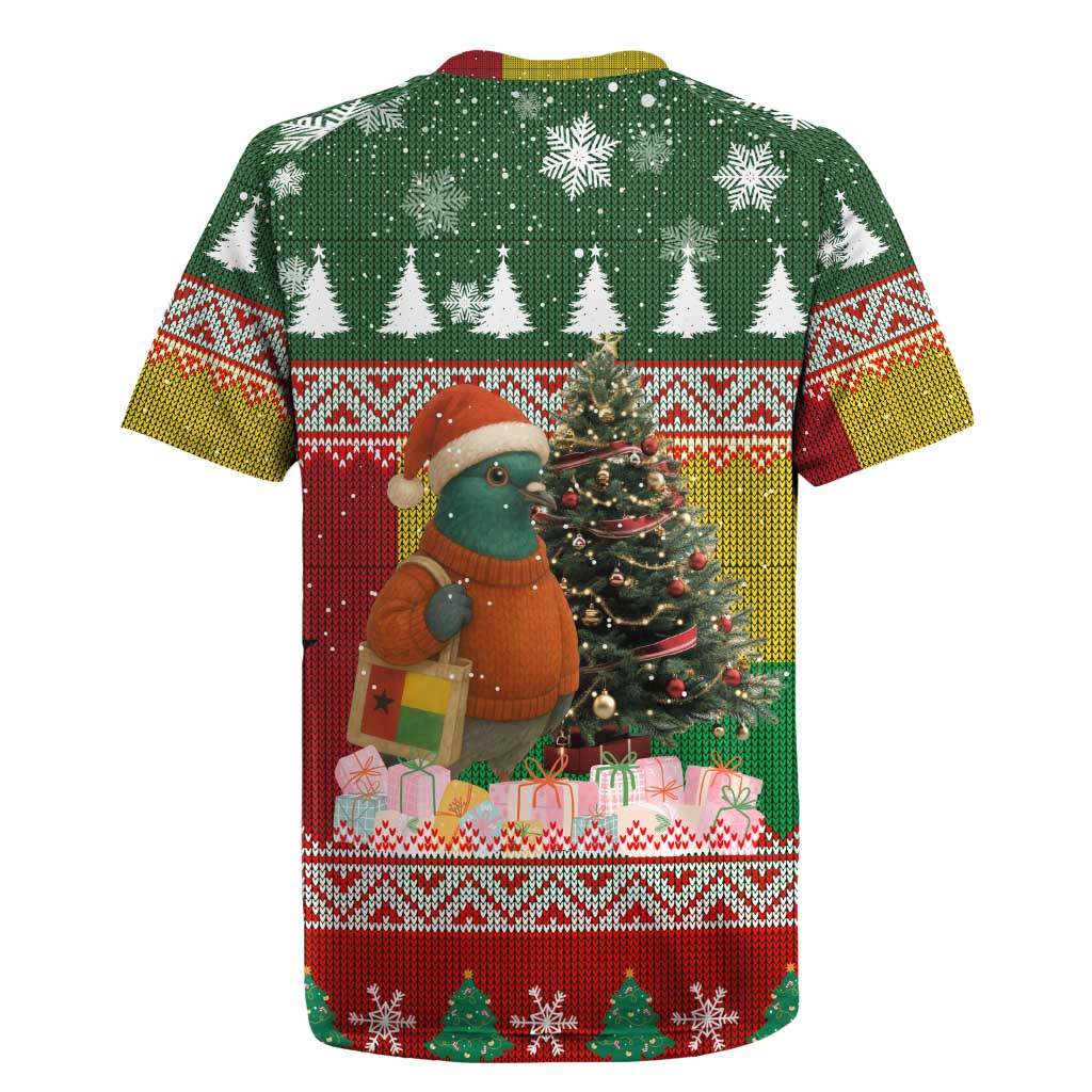 Guinea Bissau Christmas Rugby Jersey with Santa Penguin Christmas Tree and Red Green Yellow Snowflake - Wonder Print Shop