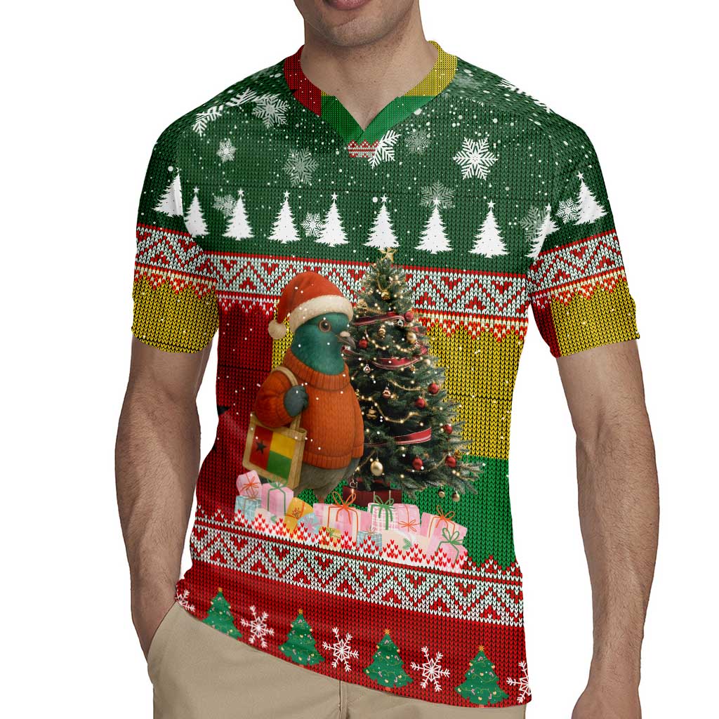 Guinea Bissau Christmas Rugby Jersey with Santa Penguin Christmas Tree and Red Green Yellow Snowflake - Wonder Print Shop