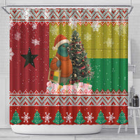 Guinea Bissau Christmas Shower Curtain with Santa Penguin Christmas Tree and Red Green Yellow Snowflake - Wonder Print Shop