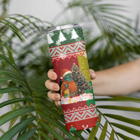 Guinea Bissau Christmas Skinny Tumbler with Santa Penguin Christmas Tree and Red Green Yellow Snowflake - Wonder Print Shop