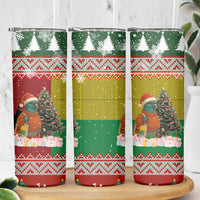 Guinea Bissau Christmas Skinny Tumbler with Santa Penguin Christmas Tree and Red Green Yellow Snowflake - Wonder Print Shop