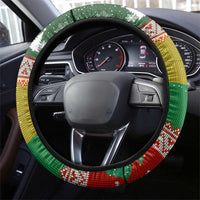 Guinea Bissau Christmas Steering Wheel Cover with Santa Penguin Christmas Tree and Red Green Yellow Snowflake - Wonder Print Shop
