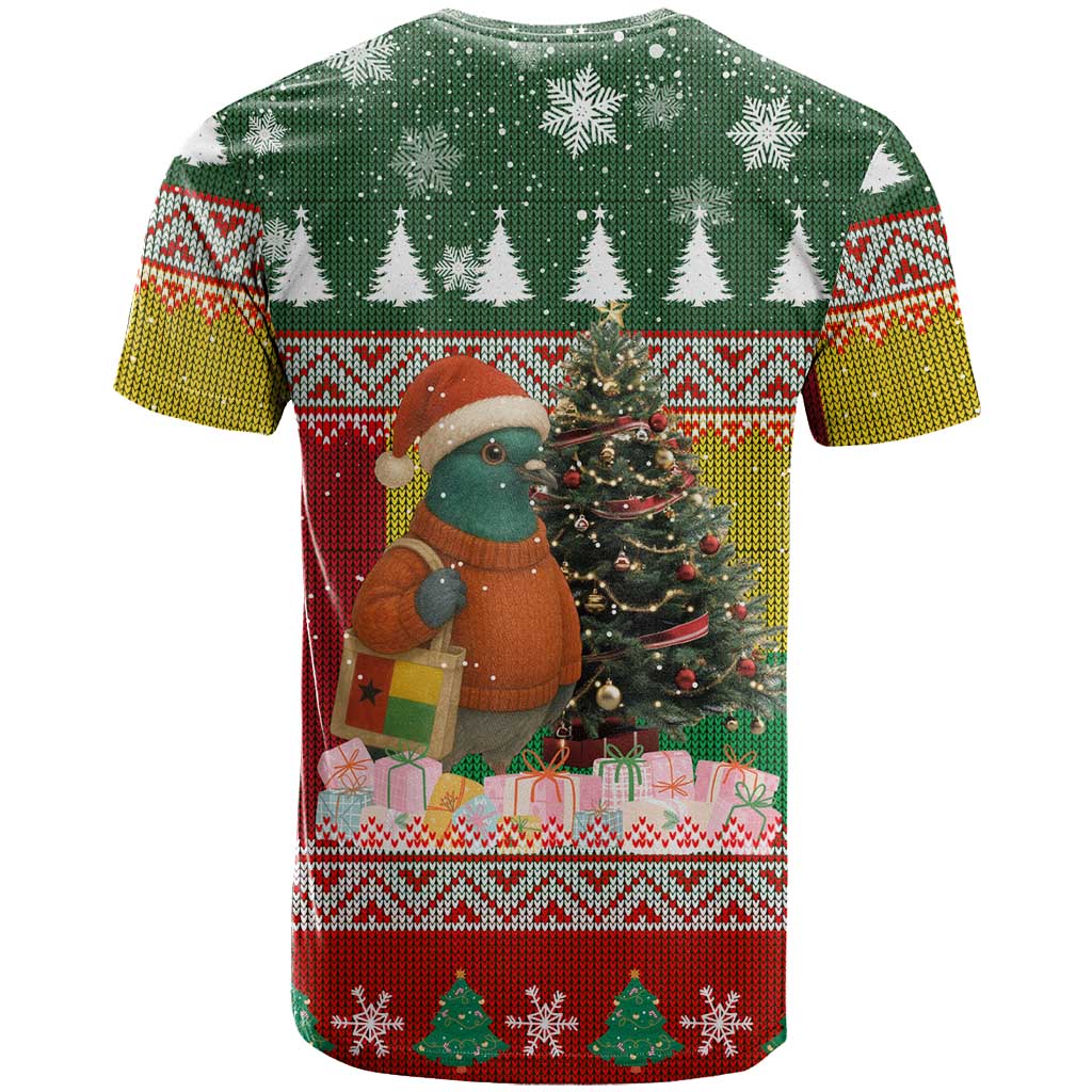 Guinea Bissau Christmas T Shirt with Santa Penguin Christmas Tree and Red Green Yellow Snowflake - Wonder Print Shop