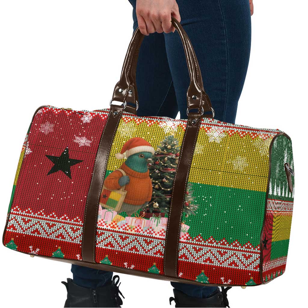 Guinea Bissau Christmas Travel Bag with Santa Penguin Christmas Tree and Red Green Yellow Snowflake - Wonder Print Shop
