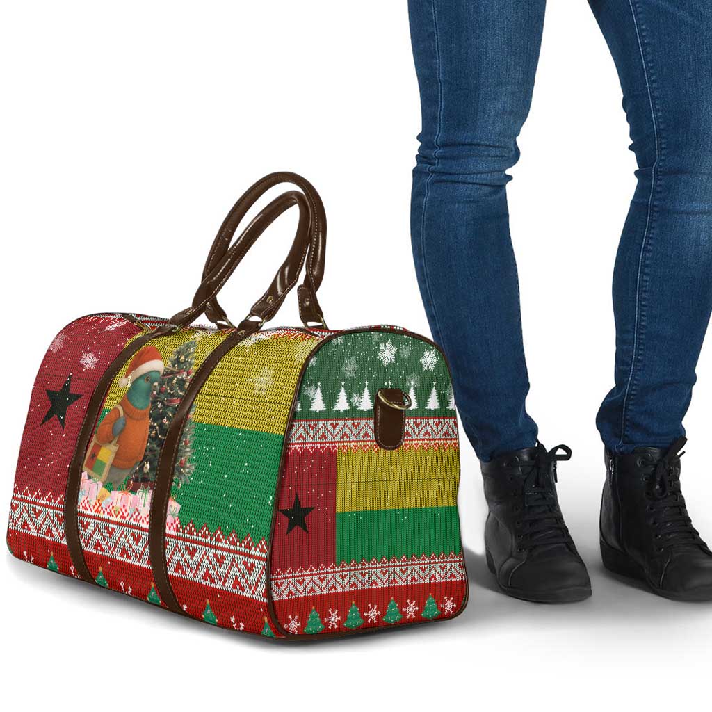 Guinea Bissau Christmas Travel Bag with Santa Penguin Christmas Tree and Red Green Yellow Snowflake - Wonder Print Shop