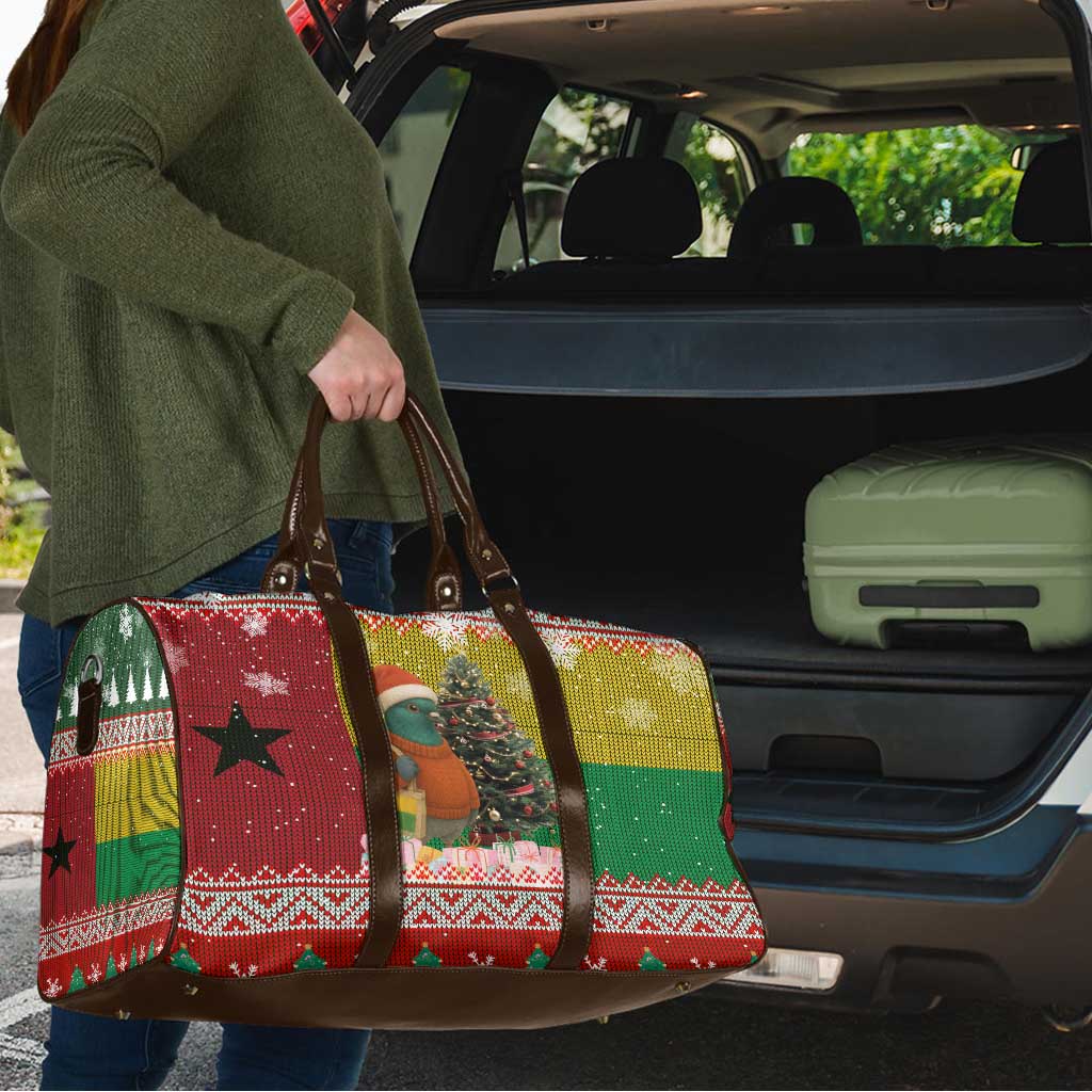 Guinea Bissau Christmas Travel Bag with Santa Penguin Christmas Tree and Red Green Yellow Snowflake - Wonder Print Shop