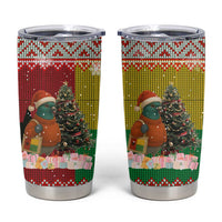 Guinea Bissau Christmas Tumbler Cup with Santa Penguin Christmas Tree and Red Green Yellow Snowflake - Wonder Print Shop