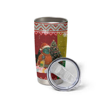 Guinea Bissau Christmas Tumbler Cup with Santa Penguin Christmas Tree and Red Green Yellow Snowflake - Wonder Print Shop