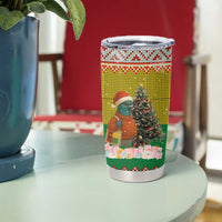 Guinea Bissau Christmas Tumbler Cup with Santa Penguin Christmas Tree and Red Green Yellow Snowflake - Wonder Print Shop