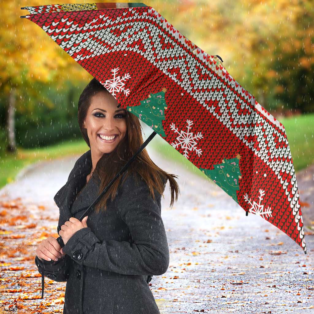Guinea Bissau Christmas Umbrella with Santa Penguin Christmas Tree and Red Green Yellow Snowflake - Wonder Print Shop