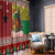 Guinea Bissau Christmas Window Curtain with Santa Penguin Christmas Tree and Red Green Yellow Snowflake - Wonder Print Shop